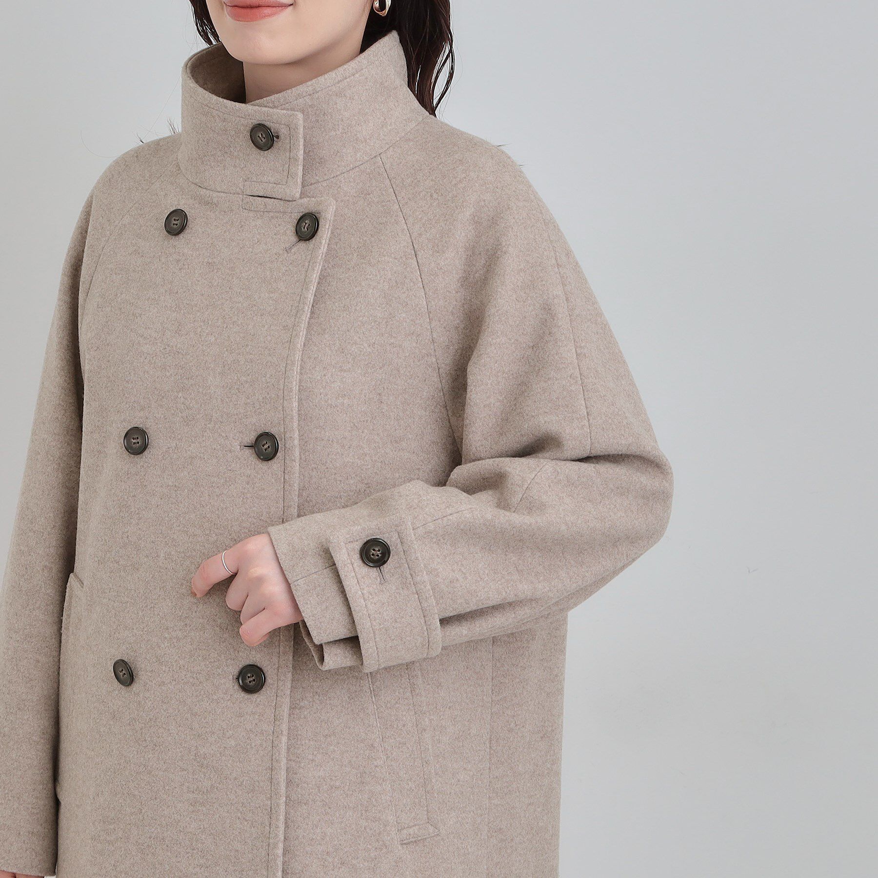 SHOO･LA･RUE「【S-LL】大人のきれいめスタイルに ウール調スタンドロングコート」|その他|