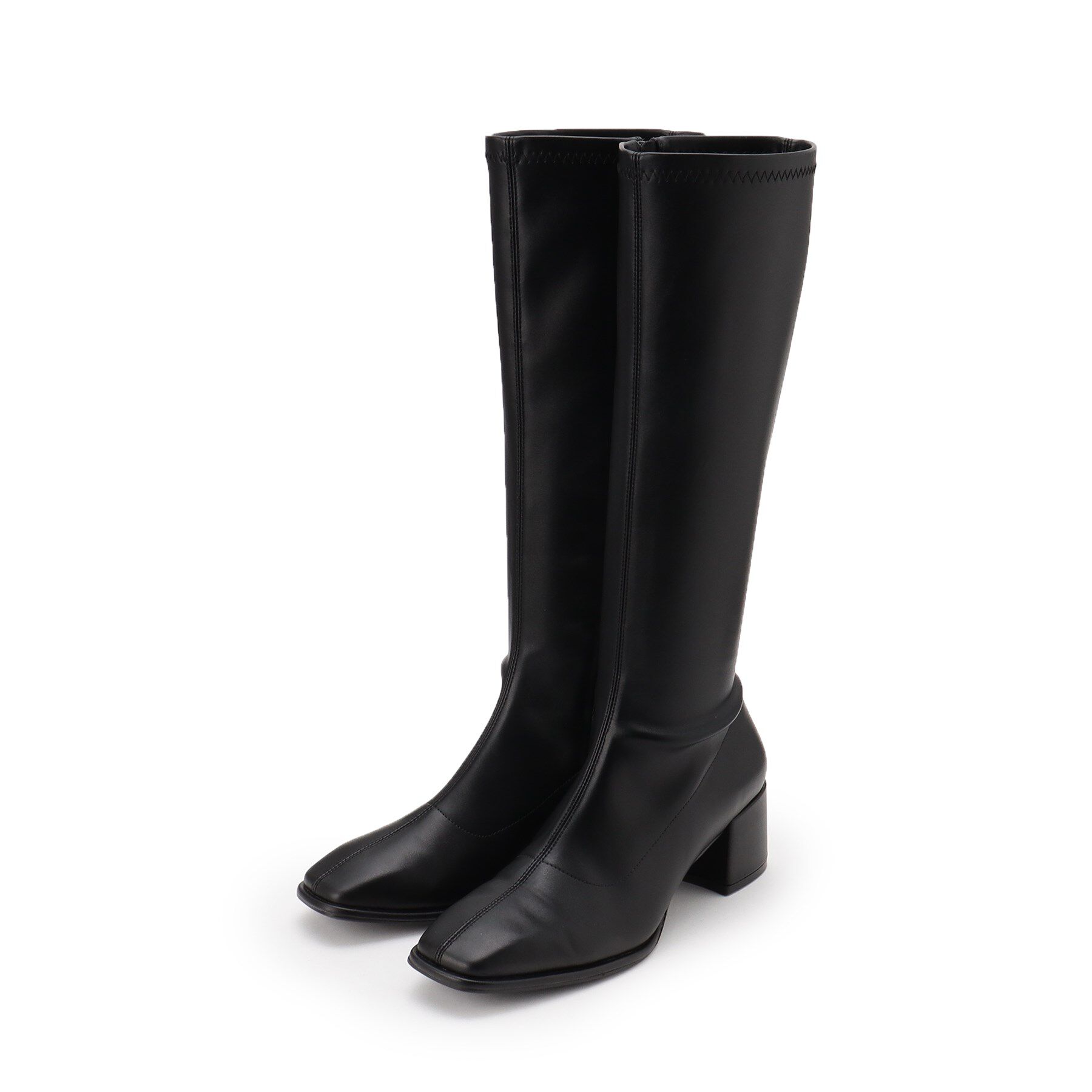 ESPERANZA「スクエアトゥロングブーツ【ロングセラー／歩きやすい／ローヒール／ストレッチ／サイドジップ／着脱簡単／」|ショートブーツ|