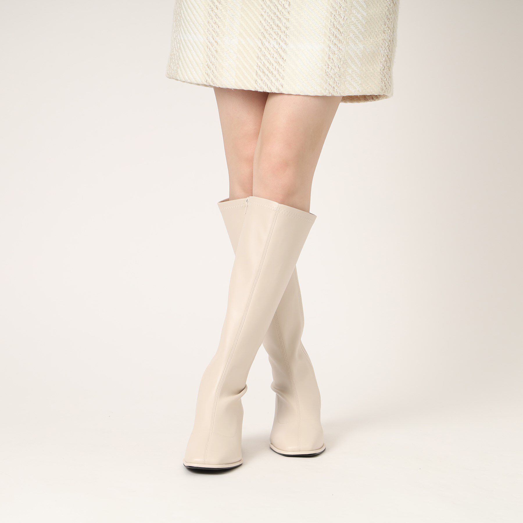 ESPERANZA「スクエアトゥロングブーツ【ロングセラー／歩きやすい／ローヒール／ストレッチ／サイドジップ／着脱簡単／」|ショートブーツ|