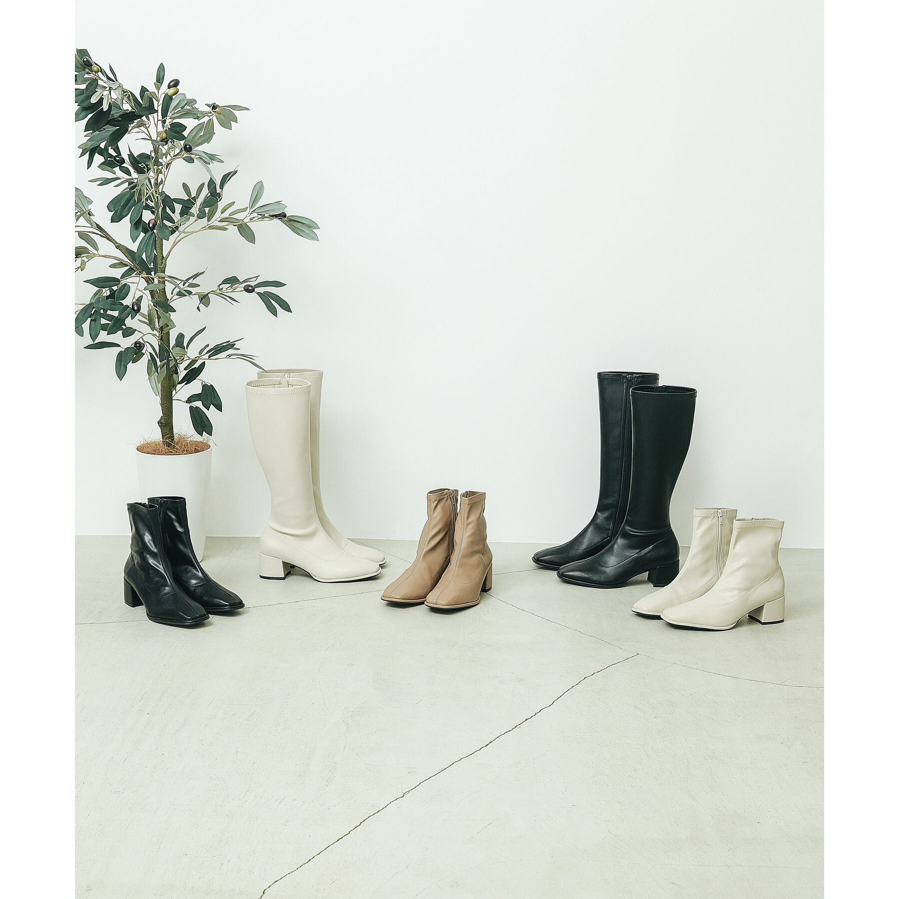 ESPERANZA「スクエアトゥロングブーツ【ロングセラー／歩きやすい／ローヒール／ストレッチ／サイドジップ／着脱簡単／」|ショートブーツ|