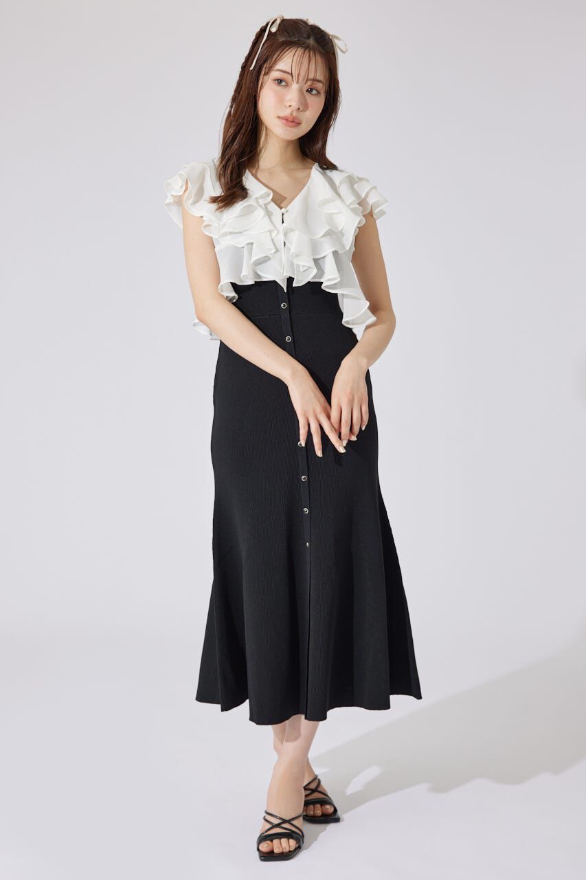 rienda「フリルブラウスセットニットマーメイドワンピース」|ワンピース|