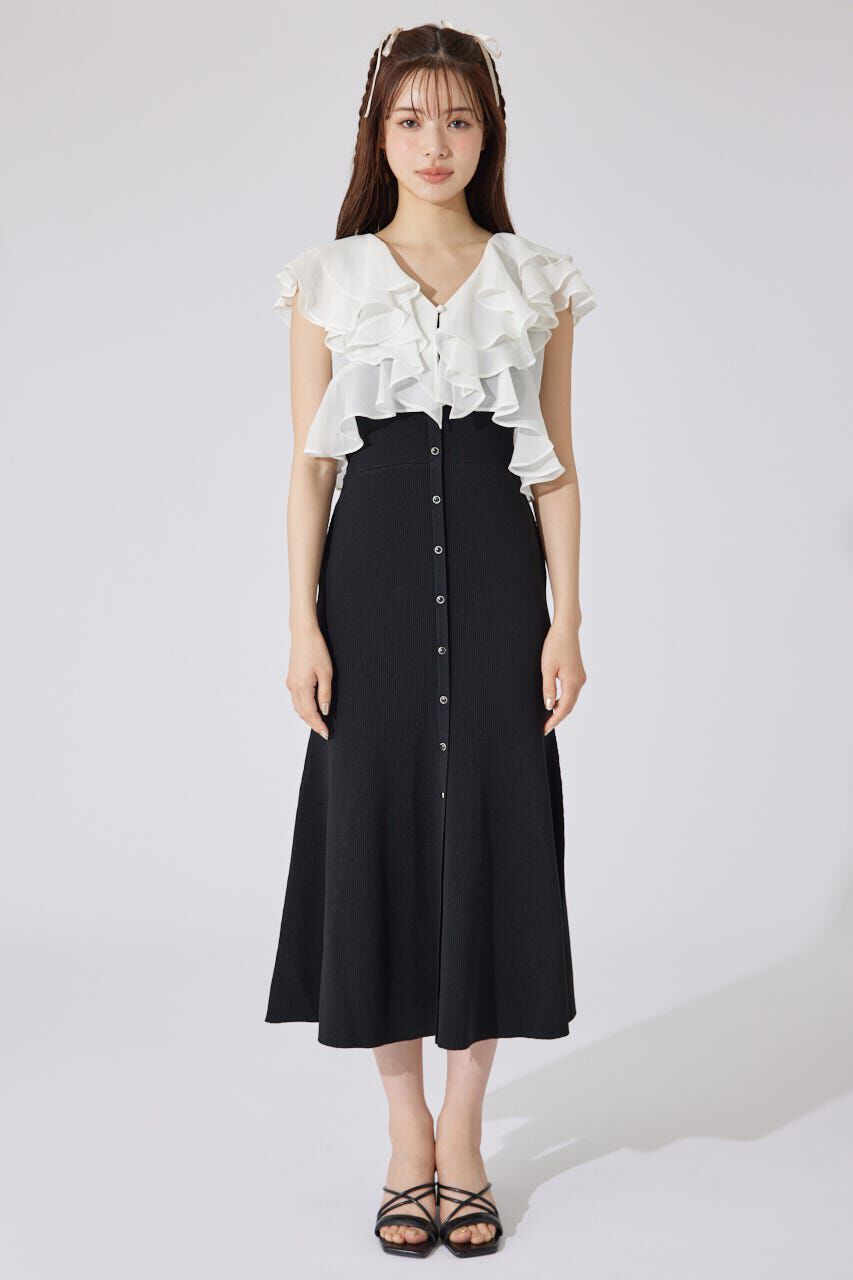 rienda「フリルブラウスセットニットマーメイドワンピース」|ワンピース|