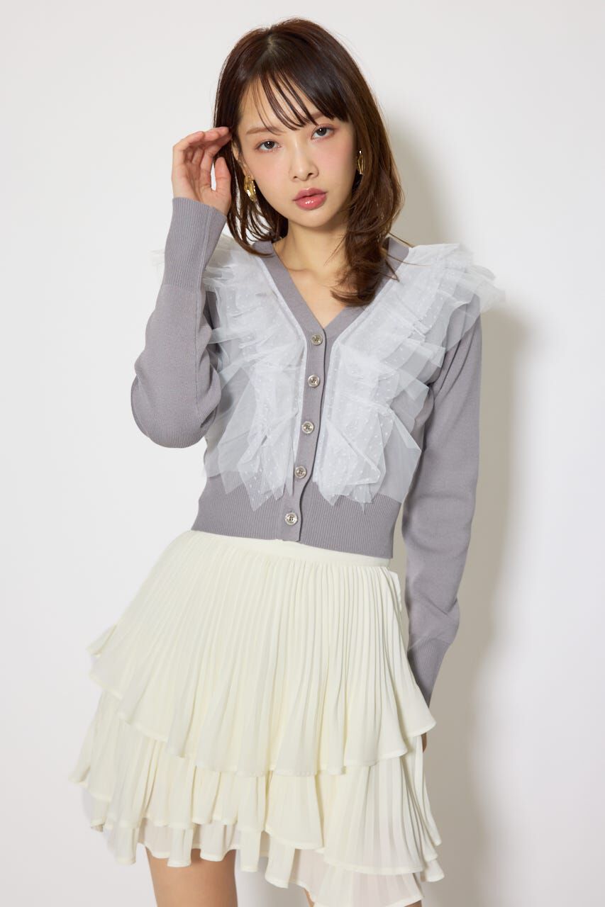 rienda「フリルチュールニットカーディガン」|Tシャツ・カットソー|