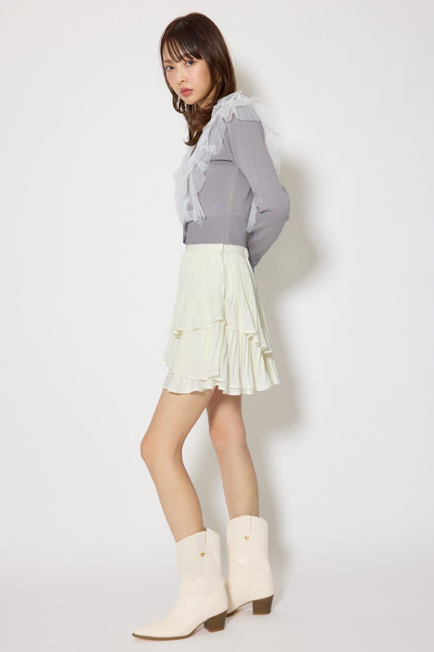 rienda「フリルチュールニットカーディガン」|Tシャツ・カットソー|