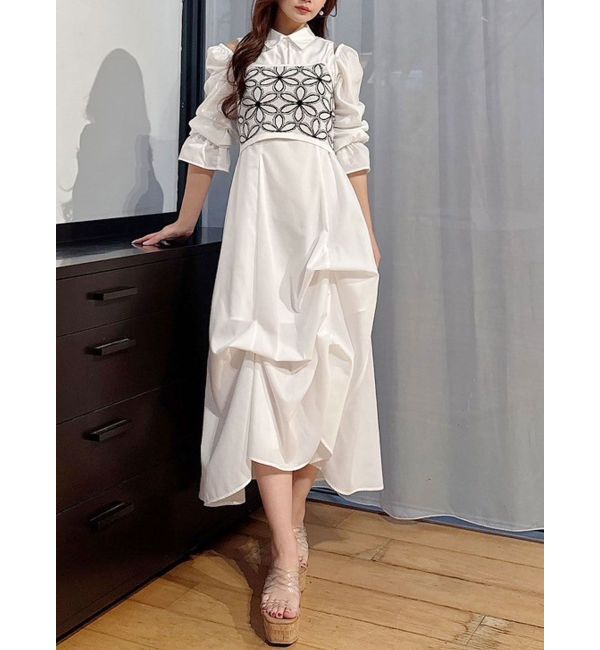 MERCURYDUO「2WAYトランスフォームシャツワンピース」|ワンピース|オフホワイト