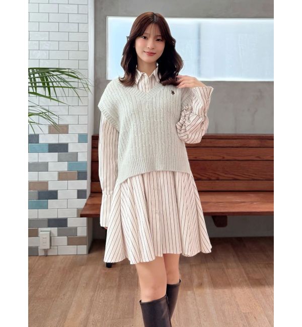 MERCURYDUO「U.S. POLO ASSN.別注 ベストセットシャツミニワンピース」|ワンピース|