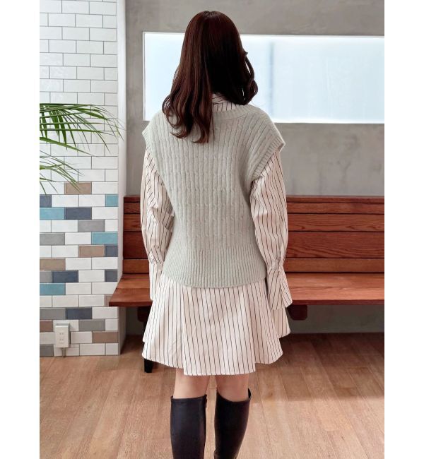 MERCURYDUO「U.S. POLO ASSN.別注 ベストセットシャツミニワンピース」|ワンピース|