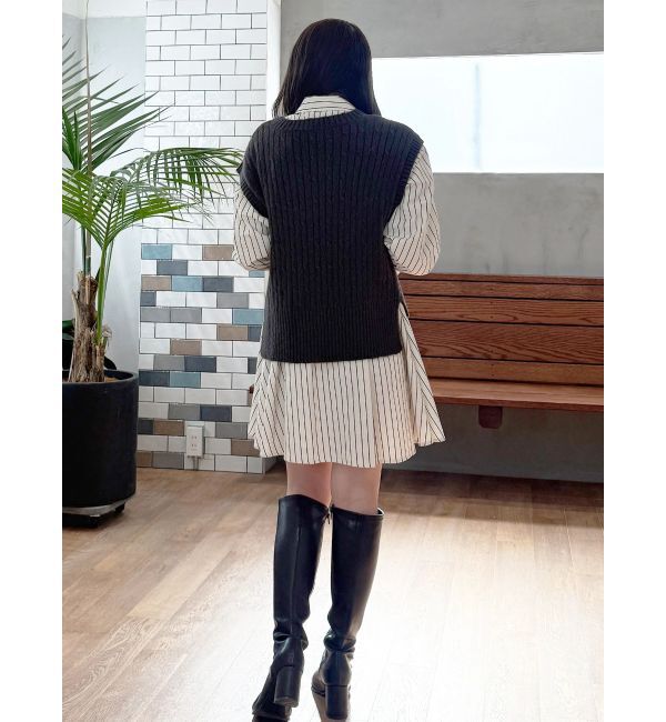 MERCURYDUO「U.S. POLO ASSN.別注 ベストセットシャツミニワンピース」|ワンピース|