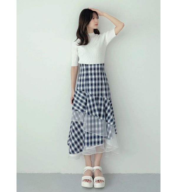 MERCURYDUO「異素材使いティアードスカート」|スカート|