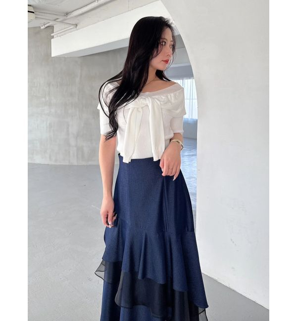 MERCURYDUO「異素材使いティアードスカート」|スカート|