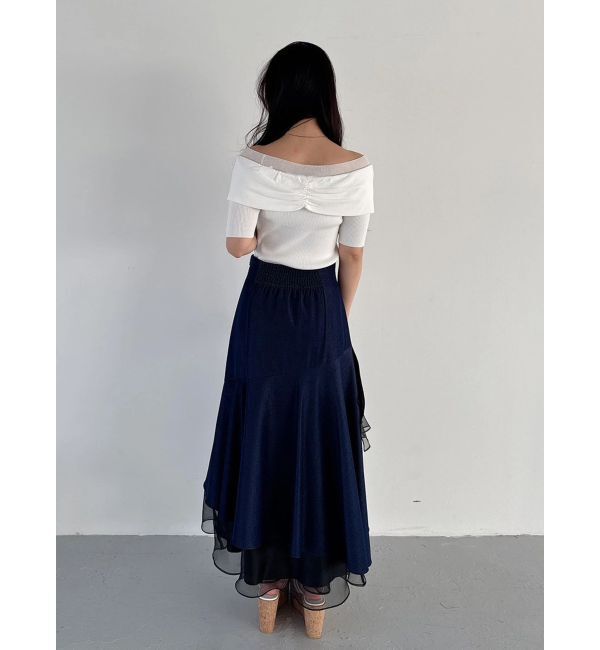 MERCURYDUO「異素材使いティアードスカート」|スカート|