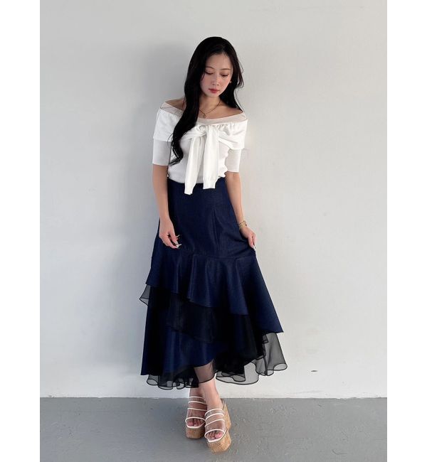 MERCURYDUO「異素材使いティアードスカート」|スカート|
