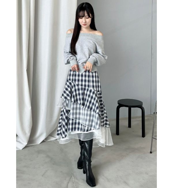 MERCURYDUO「異素材使いティアードスカート」|スカート|