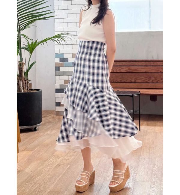 MERCURYDUO「異素材使いティアードスカート」|スカート|