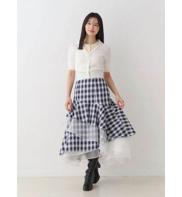 MERCURYDUO「異素材使いティアードスカート」|スカート|