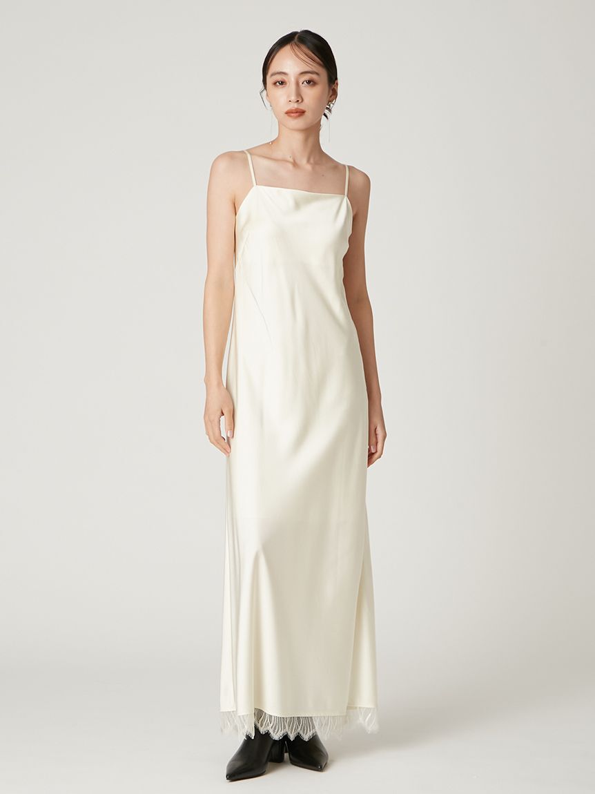 FRAY I.D「サテンキャミクロシェニットアンサンブル」|ワンピース|