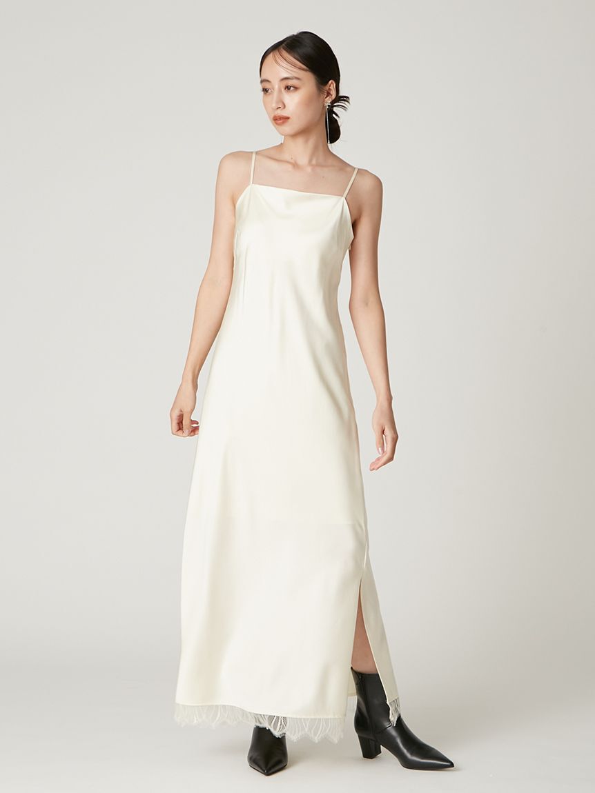 FRAY I.D「サテンキャミクロシェニットアンサンブル」|ワンピース|