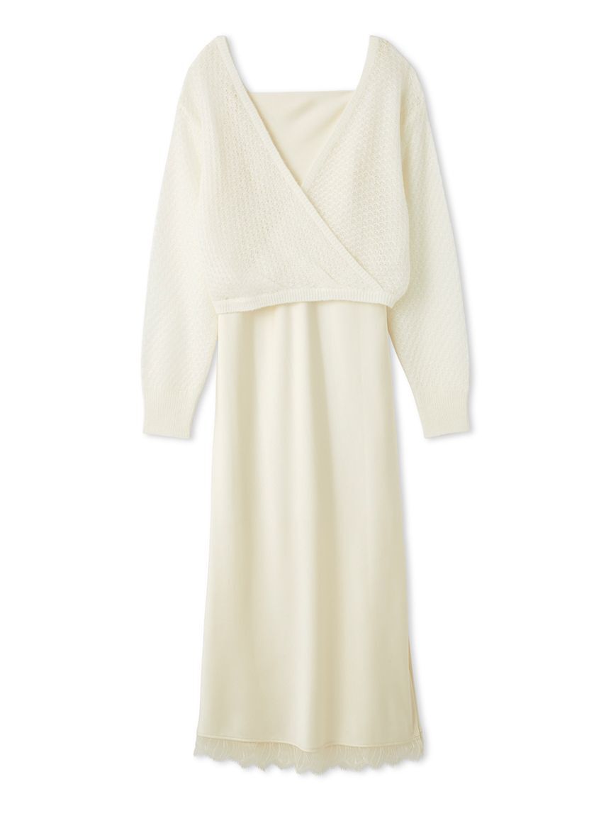 FRAY I.D「サテンキャミクロシェニットアンサンブル」|ワンピース|