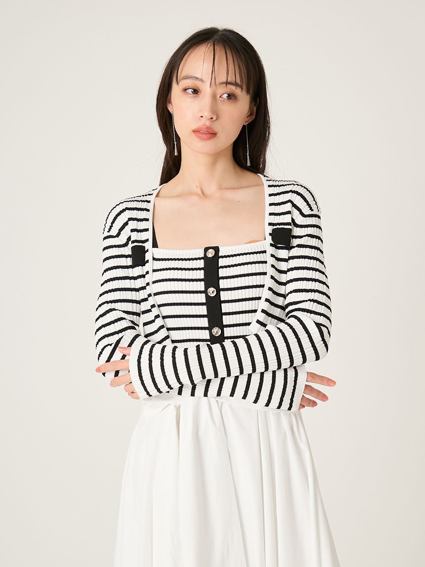 FRAY I.D「ポケットディテールクロップドリブカーディガン」|カーディガン|