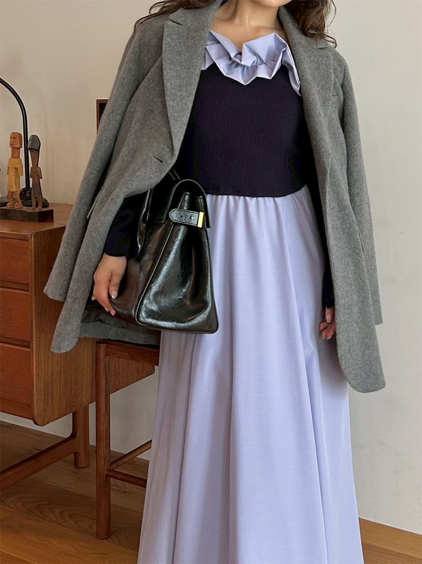 LILY BROWN「フリルカラーニットコンビワンピース」|ワンピース|