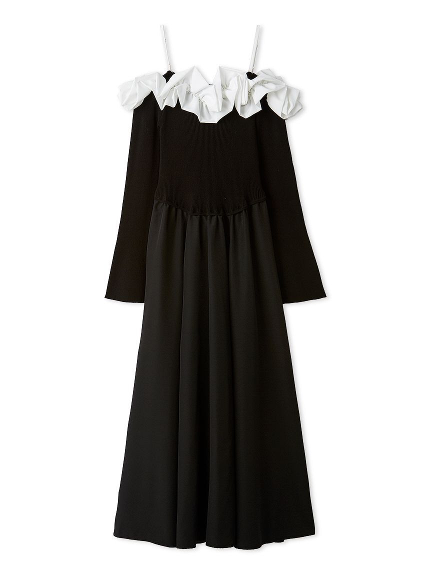 LILY BROWN「フリルカラーニットコンビワンピース」|ワンピース|