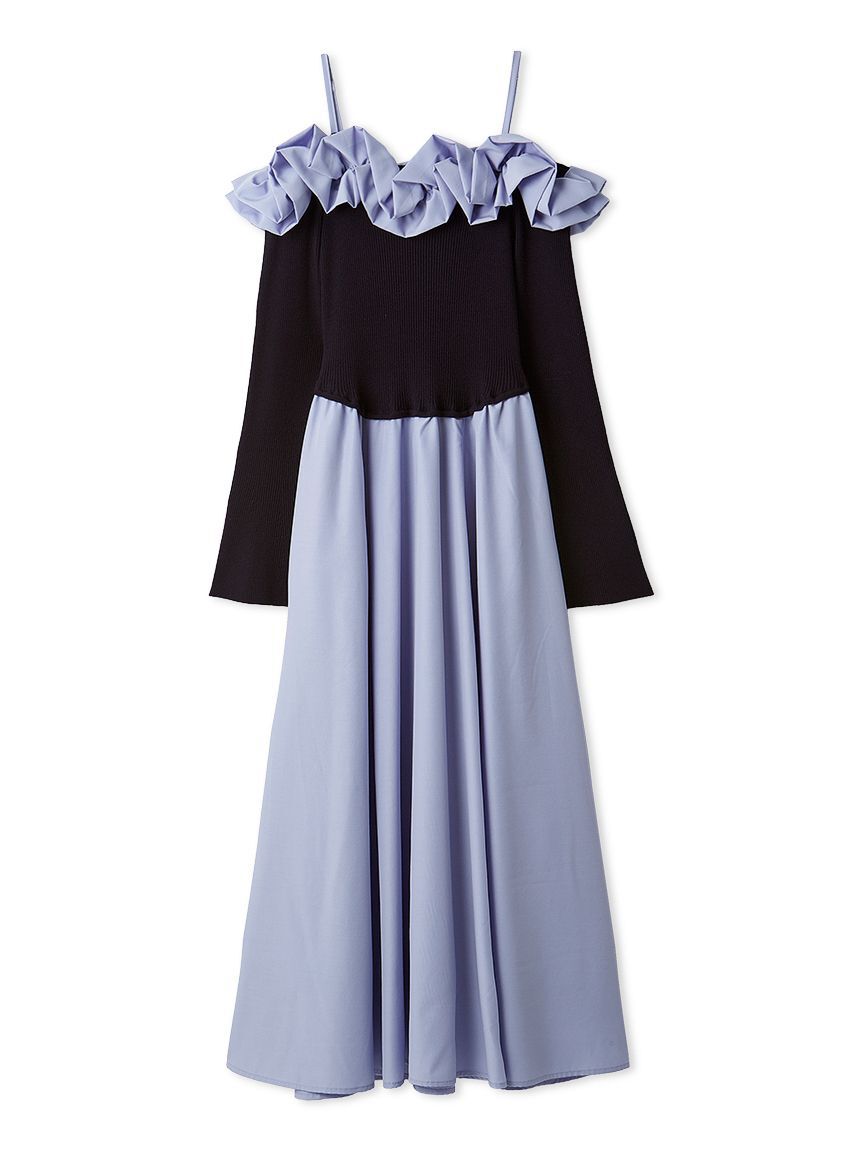 LILY BROWN「フリルカラーニットコンビワンピース」|ワンピース|