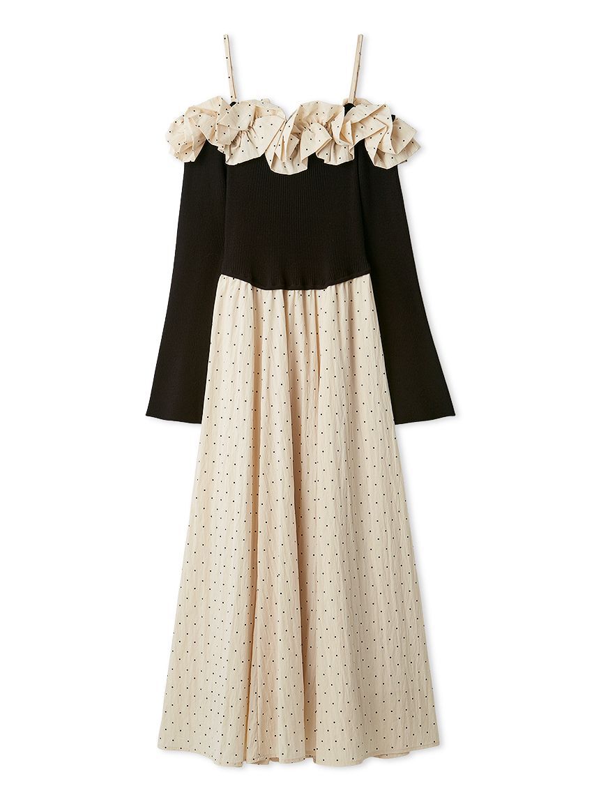 LILY BROWN「フリルカラーニットコンビワンピース」|ワンピース|