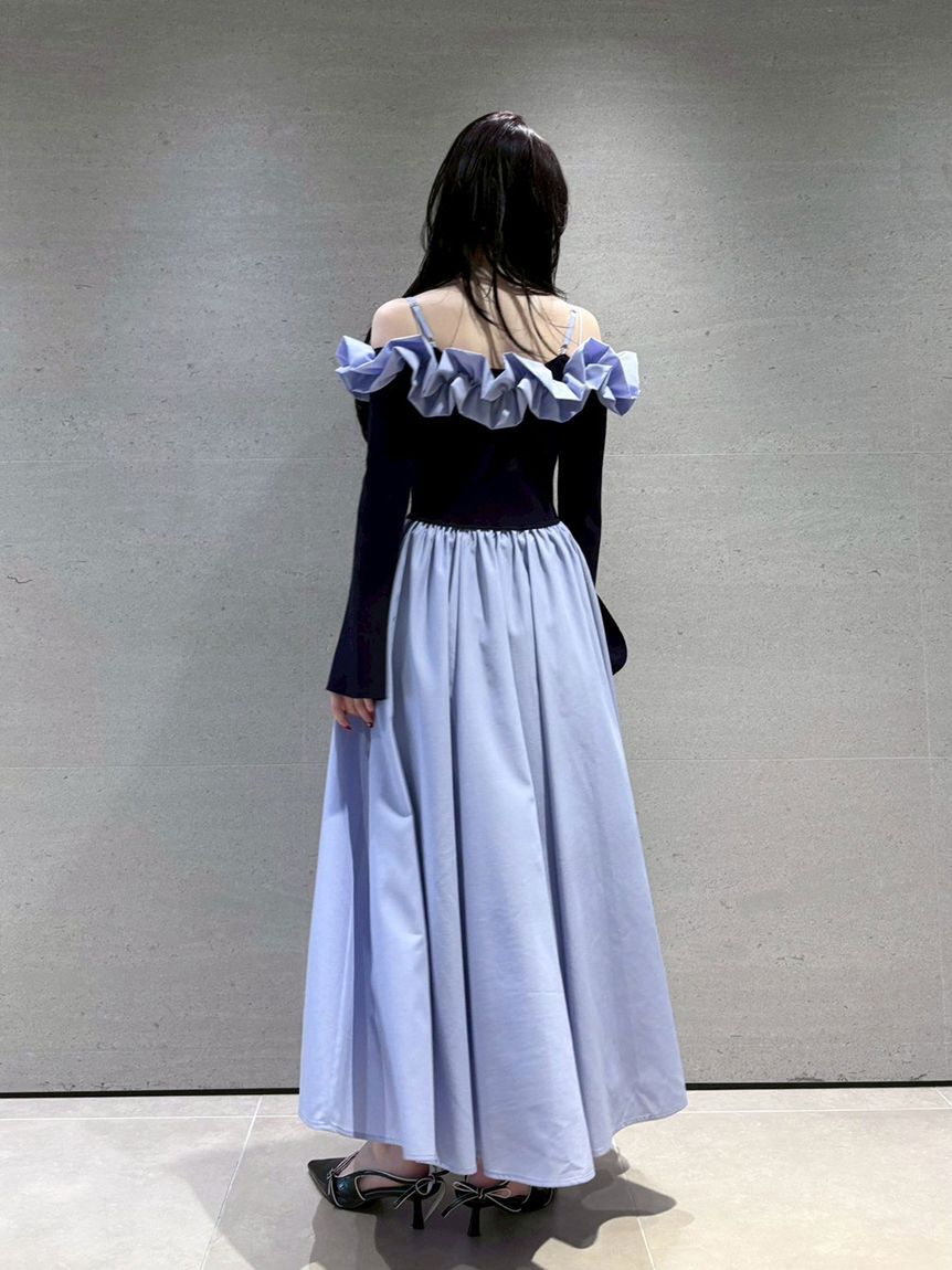 LILY BROWN「フリルカラーニットコンビワンピース」|ワンピース|