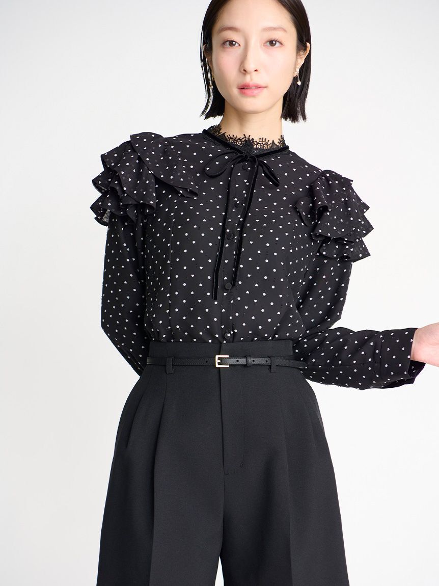 CELFORD「【洗える】ハートドットプリントブラウス」|シャツ・ブラウス|BLK