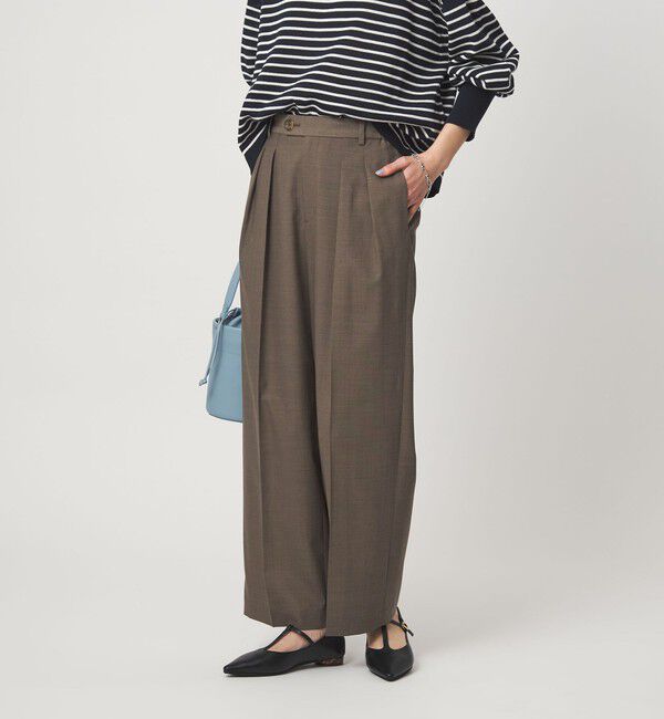 UNITED ARROWS green label relaxing「［size SHORT/TALLあり］Daily Chic コンフィ― ワイド パンツ」|スラックス|MD.BROWN