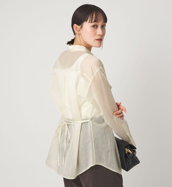 UNITED ARROWS green label relaxing「シアー ストライプ シャツ」|シャツ・ブラウス|OFF WHITE