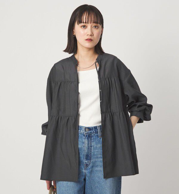 UNITED ARROWS green label relaxing「ボリューム ギャザー ハオリ ブラウス UVカット 接触冷感」|シャツ・ブラウス|