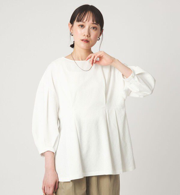 UNITED ARROWS green label relaxing「ウエスト タック ブラウス UVカット 通気性」|シャツ・ブラウス|WHITE