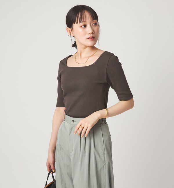 UNITED ARROWS green label relaxing「デコルテ フライス Tシャツ 抗菌」|Tシャツ・カットソー|DK.BROWN