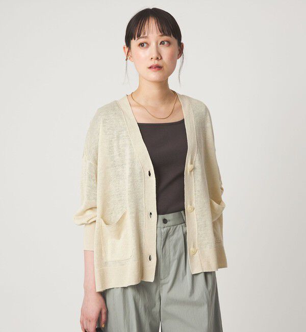 UNITED ARROWS green label relaxing「フレンチリネン Vネック カーディガン ウォッシャブル」|カーディガン|