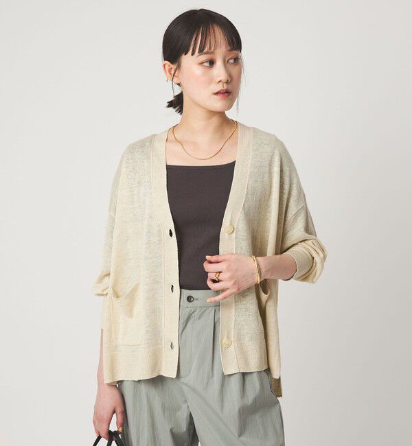 UNITED ARROWS green label relaxing「フレンチリネン Vネック カーディガン ウォッシャブル」|カーディガン|