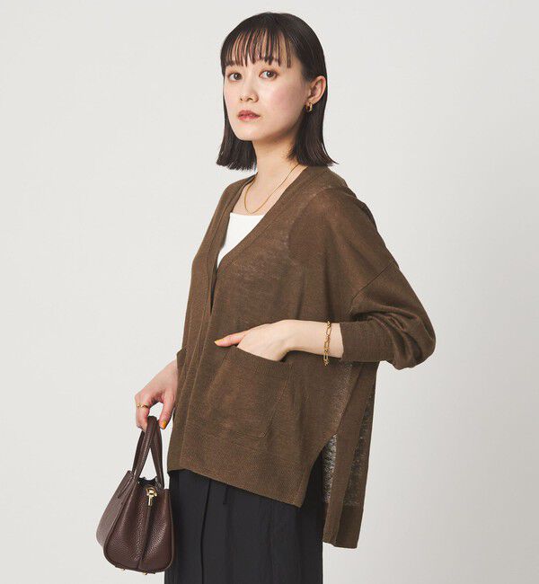 UNITED ARROWS green label relaxing「フレンチリネン Vネック カーディガン ウォッシャブル」|カーディガン|