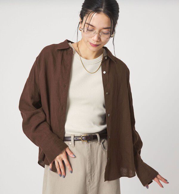 UNITED ARROWS green label relaxing「【結論シリーズ】リネンバランスシャツ［size SHORTあり］」|シャツ・ブラウス|MD.BROWN