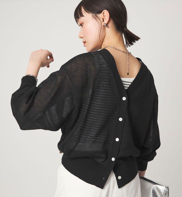 UNITED ARROWS green label relaxing「【結論シリーズ】ビューティーネック2WAYカーデ ウォッシャブル」|カーディガン|BLACK