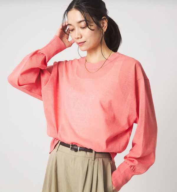 UNITED ARROWS green label relaxing「【結論シリーズ】ビューティーネック2WAYカーデ ウォッシャブル」|カーディガン|PINK
