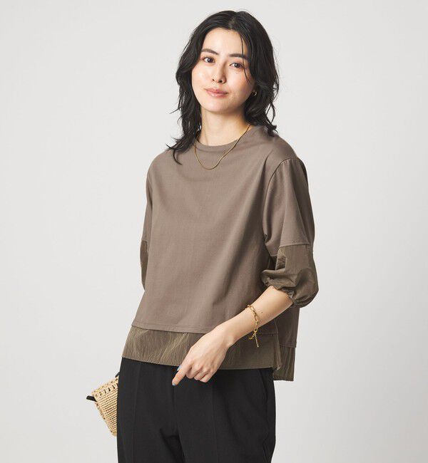 UNITED ARROWS green label relaxing「タフタ ドッキング ボリュームスリーブ プルオーバー」|Tシャツ・カットソー|