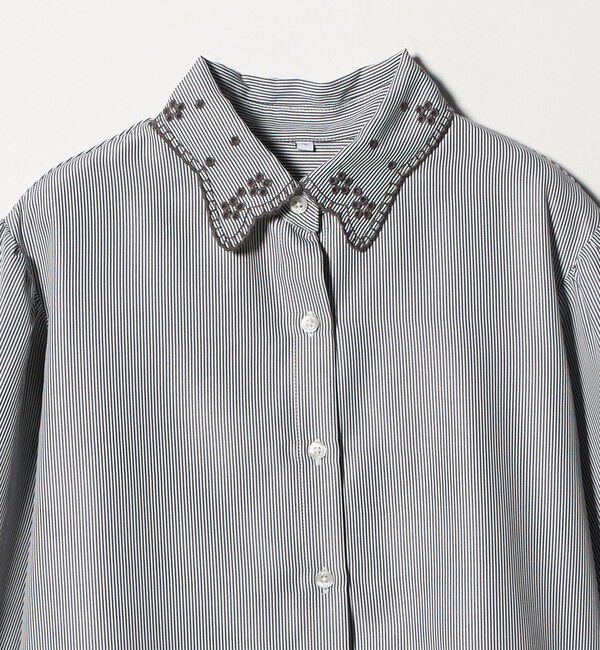 UNITED ARROWS green label relaxing「襟 刺しゅう ストライプ シャツ / キッズ  140cm-160cm」|シャツ・ブラウス|