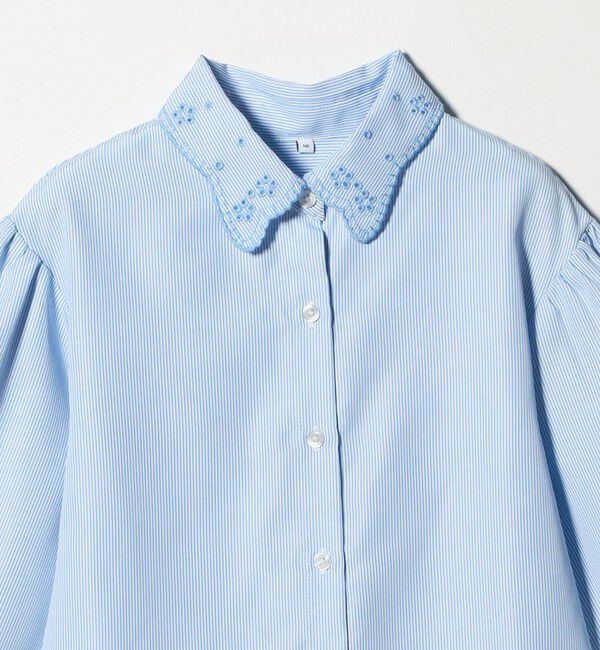 UNITED ARROWS green label relaxing「襟 刺しゅう ストライプ シャツ / キッズ  140cm-160cm」|シャツ・ブラウス|