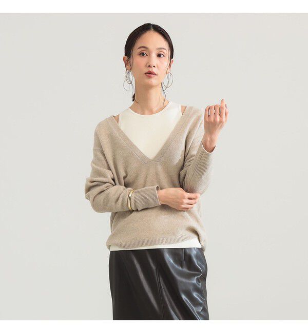 Demi-Luxe BEAMS 「Vネックニット タンクトップ 2WAY セット」|ニット・セーター|BEIGE