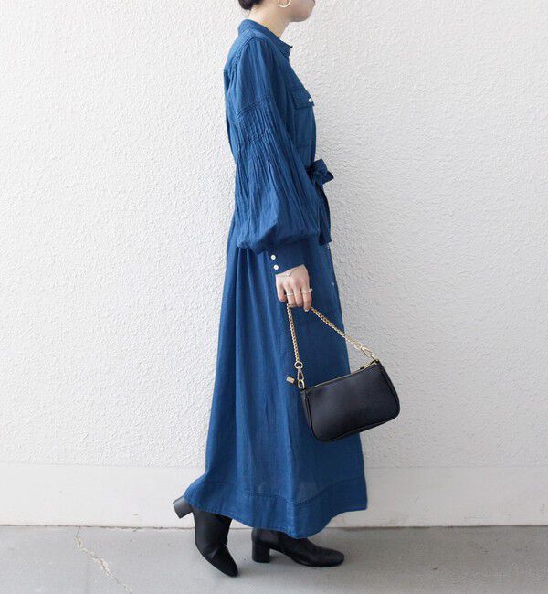 SHIPS any「SHIPS any:〈手洗い可能〉シアー デニム ポケット ロング シャツ ワンピース」|ワンピース|