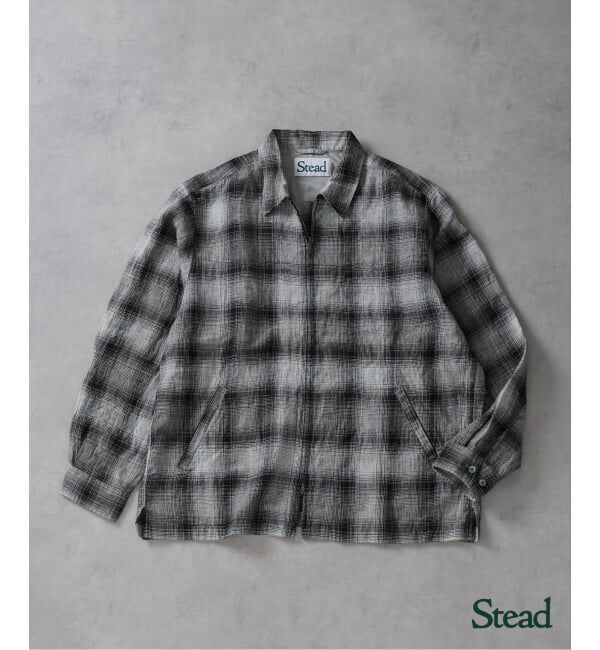 J.S.Homestead「《予約》Stead / リネン オンブレ ジップ シャツ」|シャツ・ブラウス|ブラック