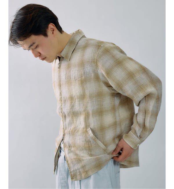 J.S.Homestead「《予約》Stead / リネン オンブレ ジップ シャツ」|シャツ・ブラウス|