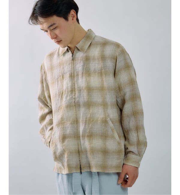 J.S.Homestead「《予約》Stead / リネン オンブレ ジップ シャツ」|シャツ・ブラウス|