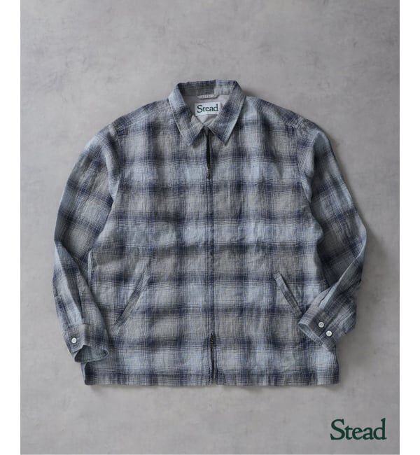 J.S.Homestead「《予約》Stead / リネン オンブレ ジップ シャツ」|シャツ・ブラウス|ネイビー