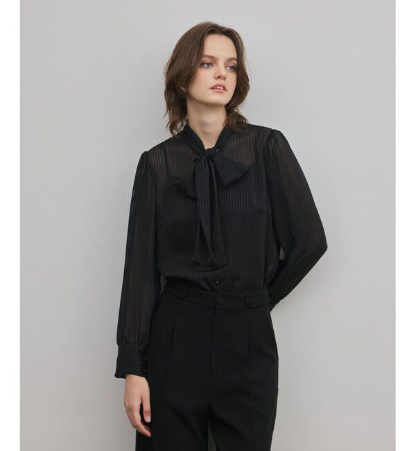 GRACE CONTINENTAL「ストライプボウブラウス」|シャツ・ブラウス|ブラック